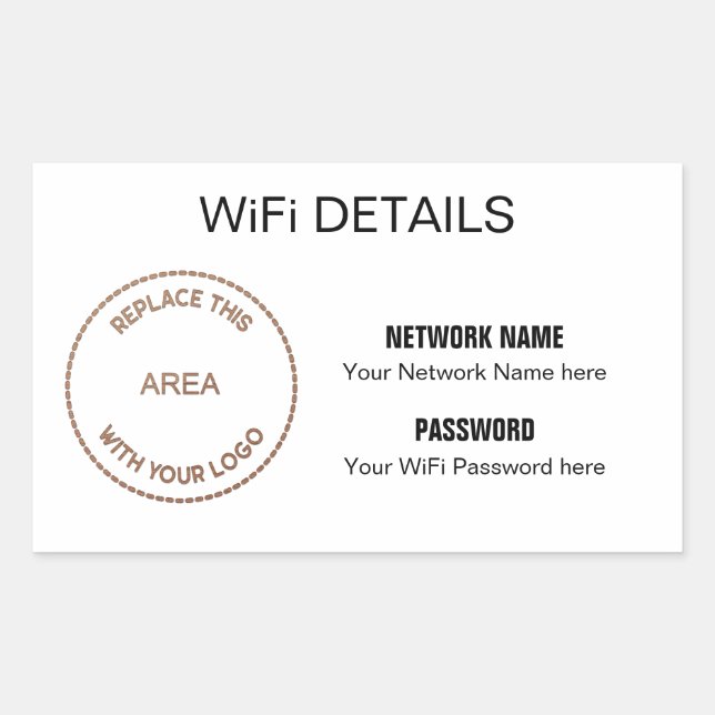 Business Logo Wifi Details Office Event Visitors Rectangular Sticker (Front)