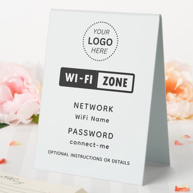 Business Logo WiFi Network & Password Details Table Tent (In SItu (Wedding))