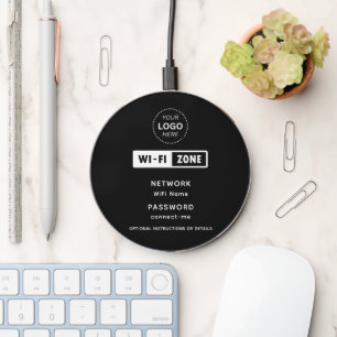 Business Logo WiFi Network & Password Details Wireless Charger