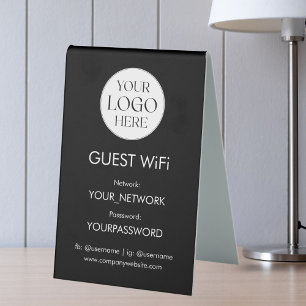 Business Logo Wifi Network Password Simple Modern Table Tent