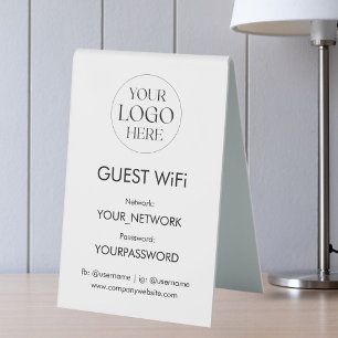 Business Logo Wifi Network Password Simple Modern Table Tent