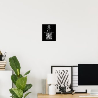 Business Logo Wifi Network QR Code Black Poster | Zazzle