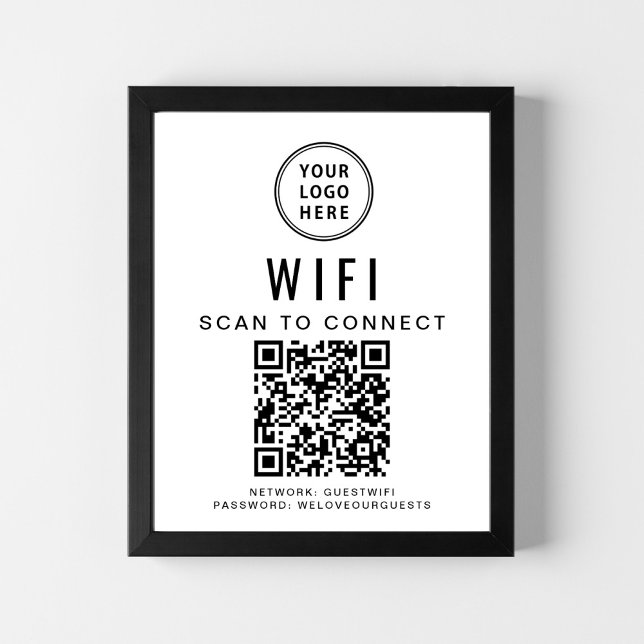 Business Logo Wifi Network QR Code Poster (Creator Uploaded)
