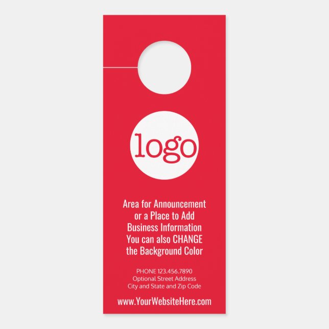 Business Logo with Announcement and Contact Info Door Hanger (Front)