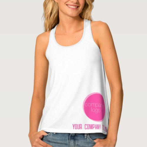 BUSINESS LOGO WITH COMPANY TAG LINE PINK CUSTOM TANK TOP