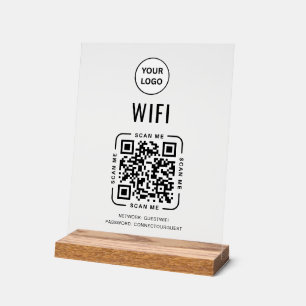 Business Logo with QR Code Wifi Acrylic Sign