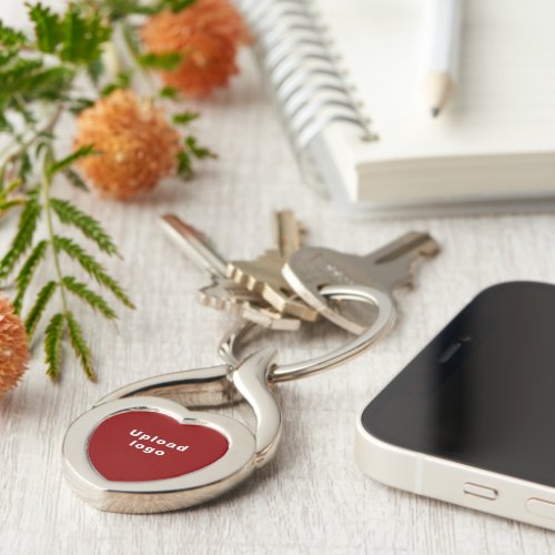 Business Logo With Red Background on Heart Metal Keychain