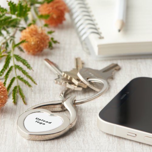 Business Logo With White Background on Heart Metal Keychain