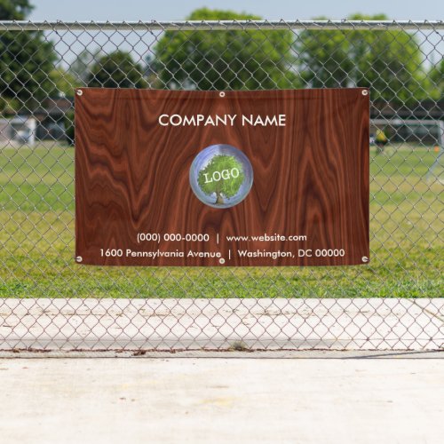 Business Logo Wood Outdoor Banner