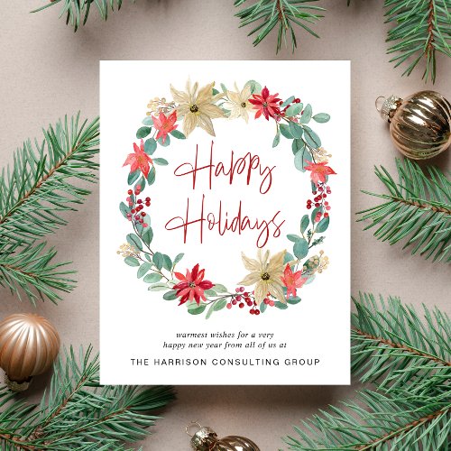 Business Logo Wreath Corporate Christmas Holiday Card