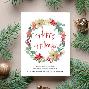 Business Logo Wreath Corporate Christmas Holiday Postcard