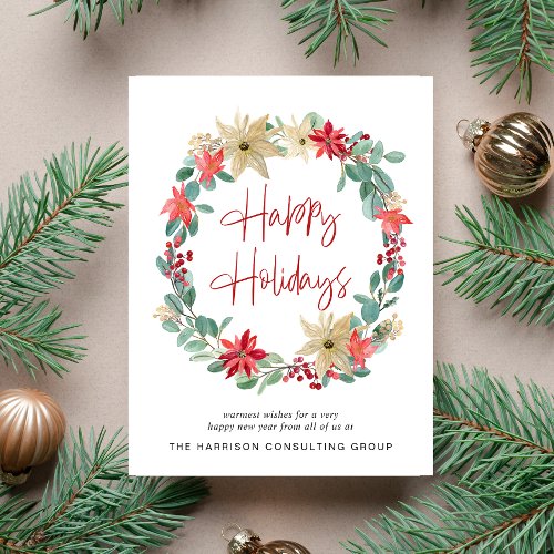 Business Logo Wreath Corporate Christmas Holiday Postcard
