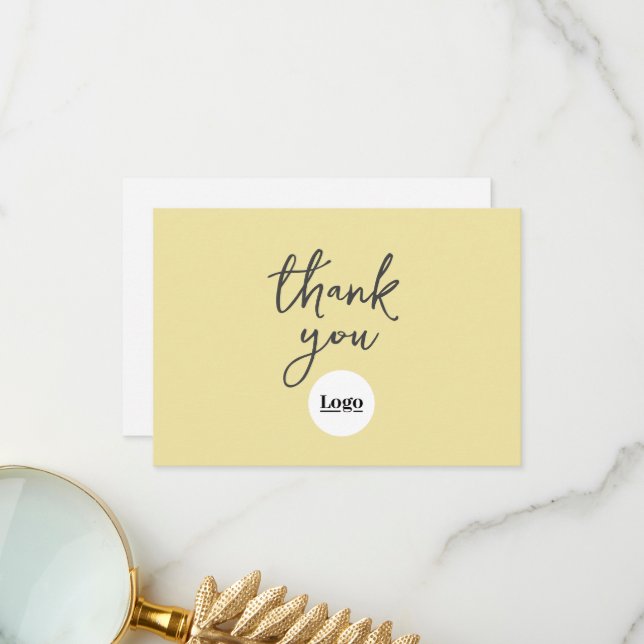 Business Logo Yellow Thank You Card (Front/Back In Situ)