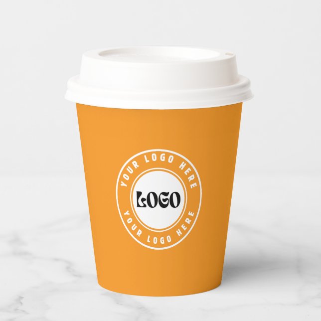 Business LOGO yellow &white Professional   Paper Cups (Front)