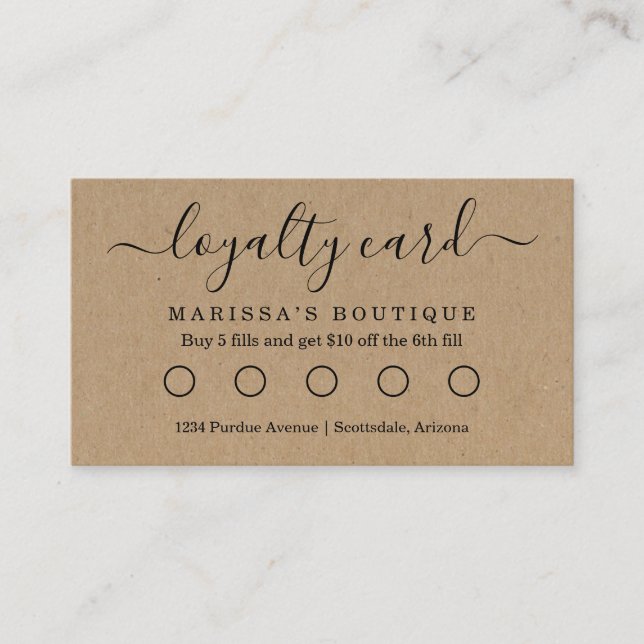 Business Loyalty Card / Reward Punch Card - Kraft (Front)