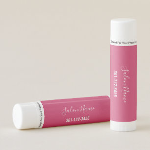 Business Magenta White Script Name Phone Number Lip Balm