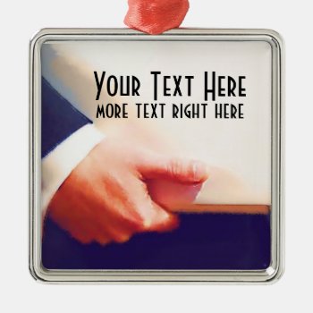 Business Man Holding Laptop Or Planner Metal Ornament by CountryCorner at Zazzle