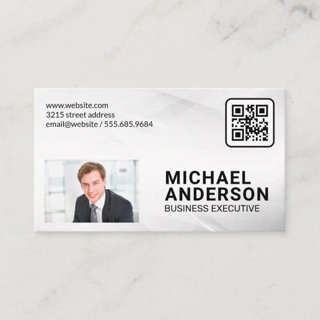 Business Man in Suit | QR Code | Corporate Business Card (Front)