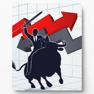 Business Man on Bull Profit Concept Plaque Business Man on Bull Profit Concept Plaque