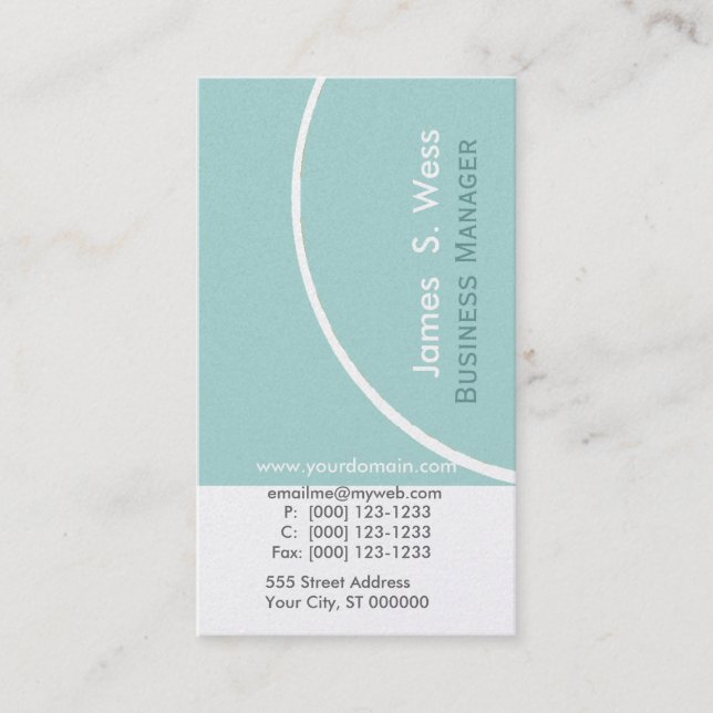 Business Manager Contemporary Aqua Designs Business Card (Front)