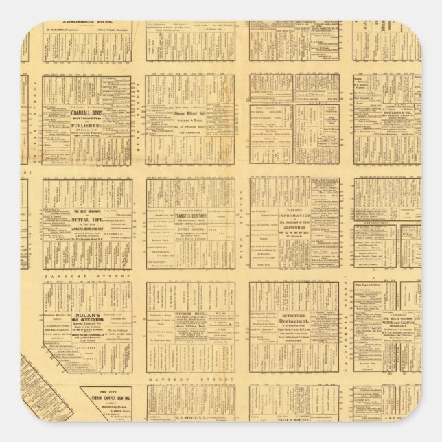 Business Map of San Francisco Square Sticker (Front)