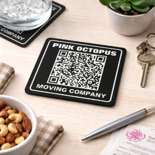 Business Marketing QR Code Square Paper Coaster
