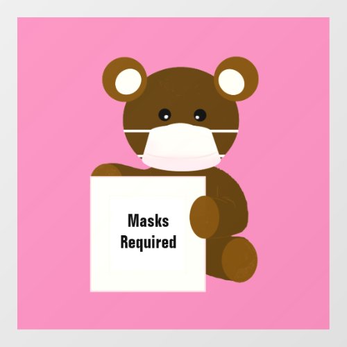 Business Mask Required Teddy Bear Window Clings