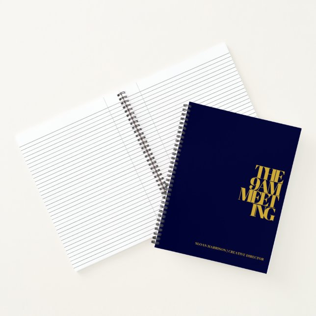 Business Meeting Notes Navy Blue Gold Modern Notebook (Inside)