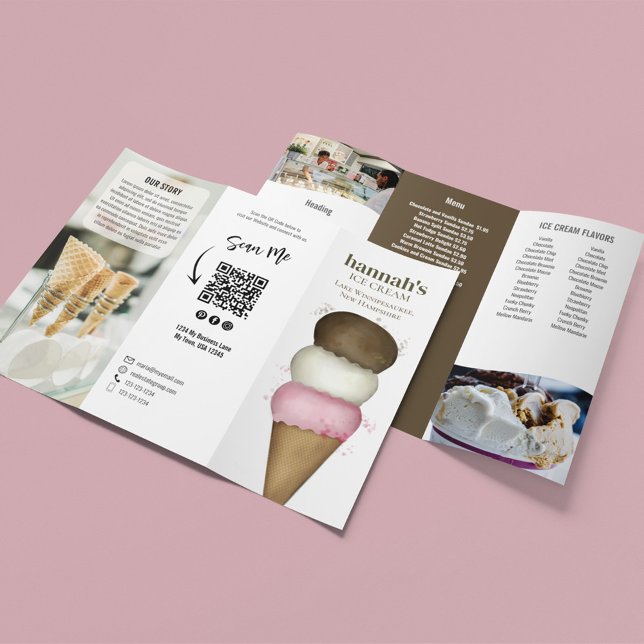 Business Menu Ice Cream Shop Custom Brochure (Ice cream business brochure template.)