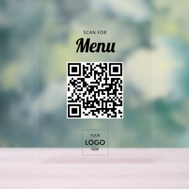 Business Menu QR Code Acrylic Sign (Neutral)