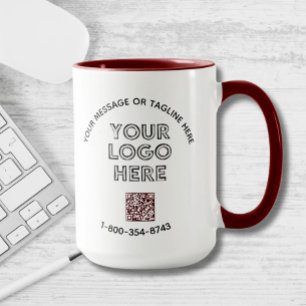 Business Message Custom Color QR Code Logo  Mug