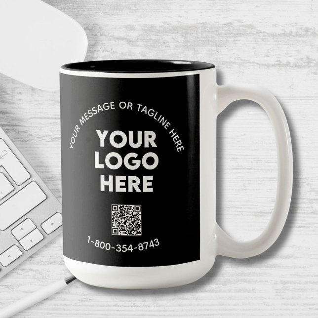 Business Message Custom Logo QR Code   Two-Tone Coffee Mug (Creator Uploaded)