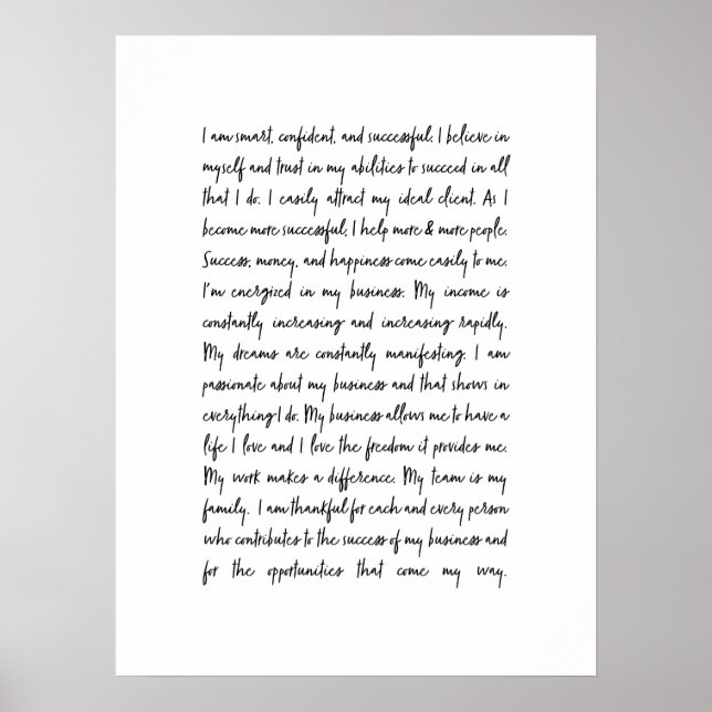 Business Mindset Office Mantra Poster (Front)