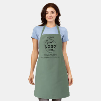 Business Minimal Custom Logo  Dark Sage Apron