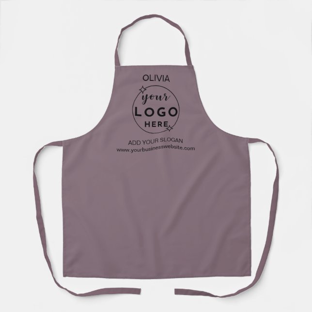 Business Minimal Custom Logo  Dusty Purple Apron (Front)