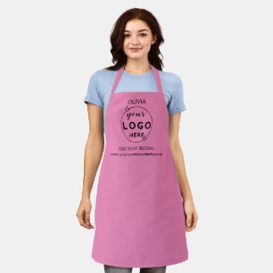 Business Minimal Custom Logo Pink Apron