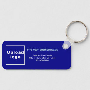 Business Minimal Information Blue Rectangle Keychain