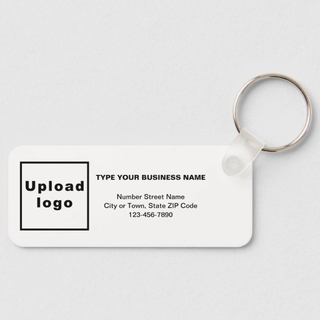 Business Minimal Information White Rectangle Keychain (Front)