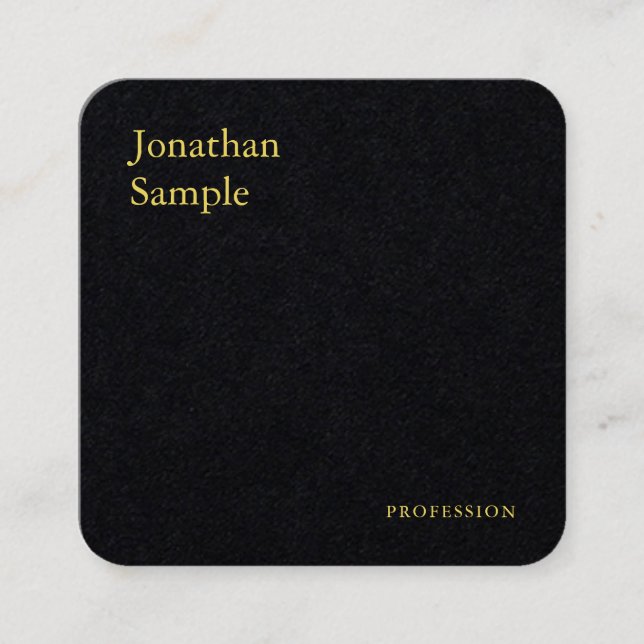 Business Minimalist Premium Black Gold Text Modern Square Business Card (Front)