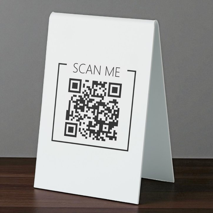 Business Minimalist QR Code Scan Me Table Tent Sign
