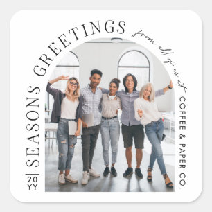 Business Modern Arch Photo Christmas Square Sticker