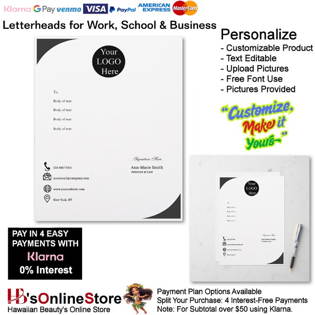 Business Modern Black Logo Company Name Signature  Letterhead (Business Modern Black Logo Company Name Signature Letterhead.)
