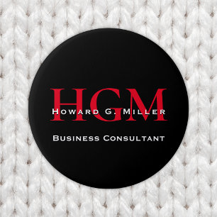 Business Modern Black Red 3 Letter Monogram Logo Button