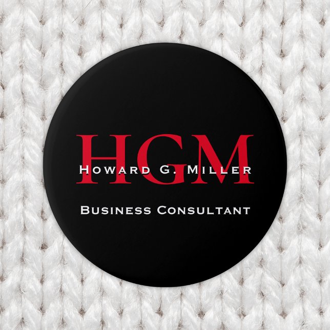 Business Modern Black Red 3 Letter Monogram Logo Button (Creator Uploaded)