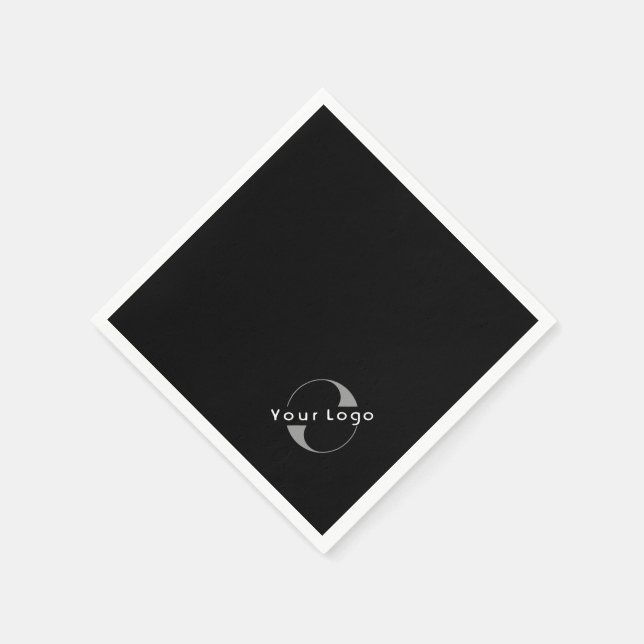 Business Modern Logo Clean Minimal Company Black Napkins (Corner)