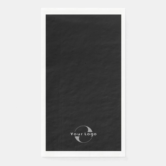 Business Modern Logo Clean Minimal Company Black Paper Guest Towels (Front)