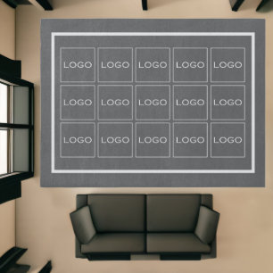 Business Modern Logo Pattern Elegant Dark Gray Rug