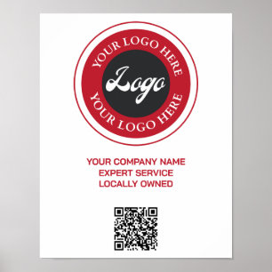 Business Modern Logo Social Media QR Code Poster