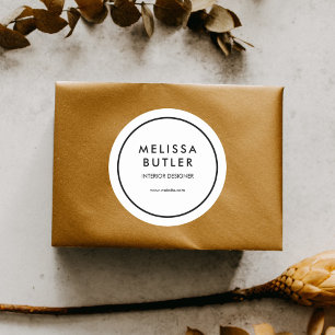 Business Modern Professional White Classic Round Sticker