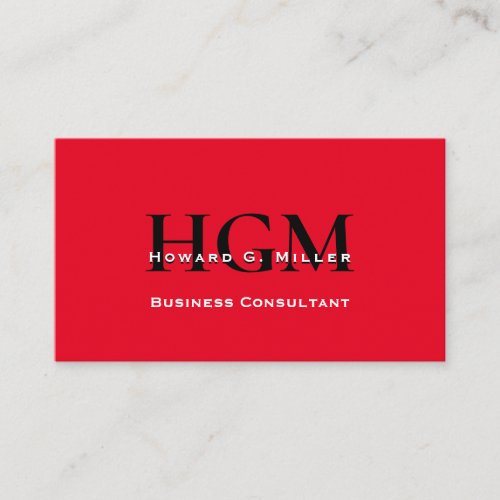 Business Modern Red Black Monogram Logo Business Card